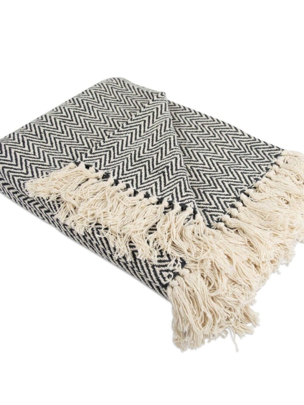 Chevron Throw Collection Handloomed Cotton, 50x60, Black